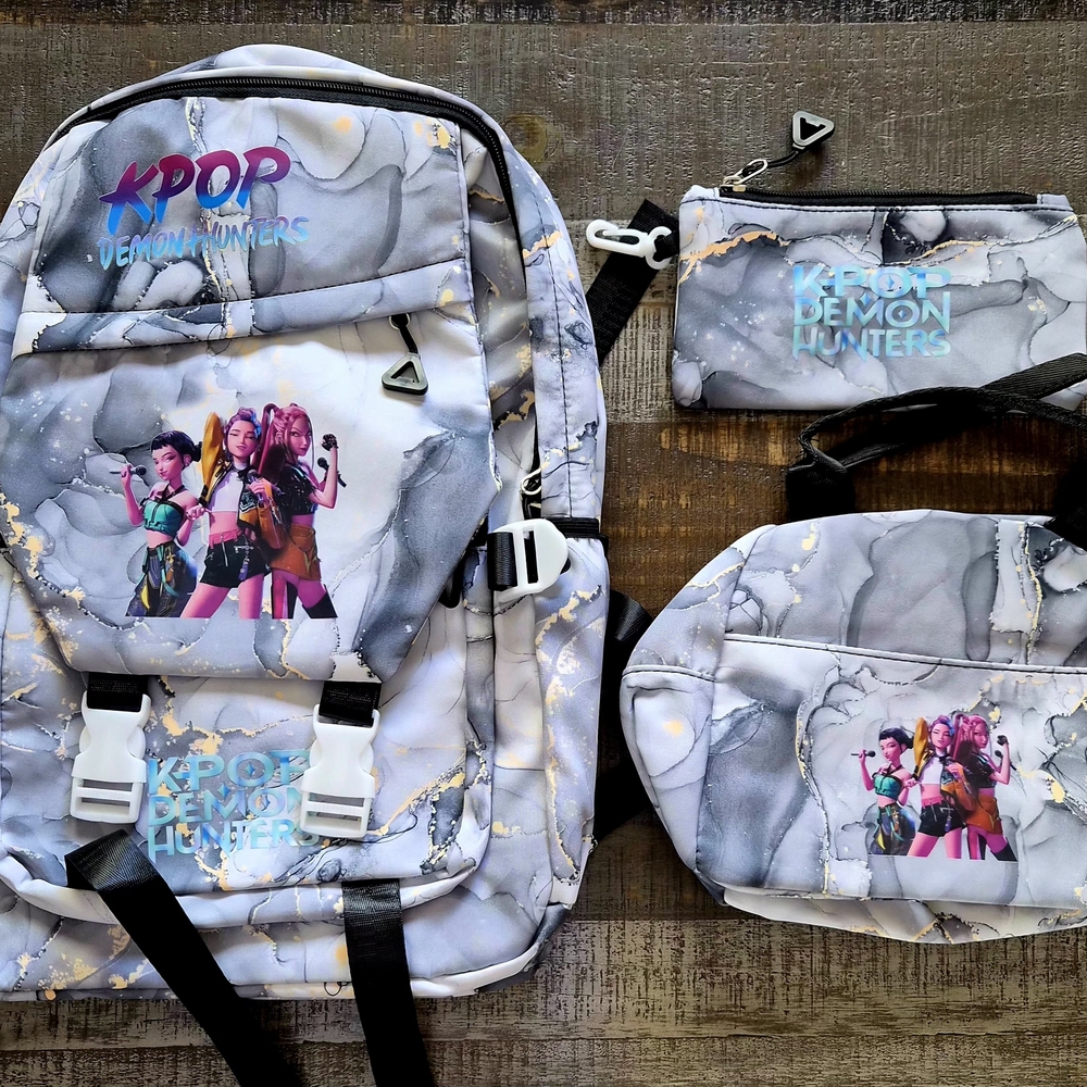 ~EASTER BASKET~ K-Pop 3 Pc Backpack Set ~ Nice & Sturdy ~ GORGEOUS Graphics BNIP